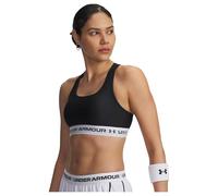 Under Armour Women’s Crossback Mid Impact Sports Bra, (007) Black / White / Black, M