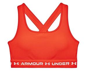 Under Armour Women’s Crossback Mid Impact Sports Bra, Phoenix Fire (296)/White, XS