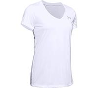 Under Armour Women Tech Short Sleeve V - Solid, Ladies T Shirt Made of 4-Way Stretch Fabric, Ultra-Light & Breathable Running Apparel for Women White