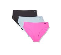 Under Armour Women's 3-Pack Pure Stretch No Show Bikini Underwear, All-Day Comfort & Ultra-Soft Fit, Rebel Pink, XL