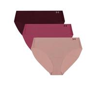 Under Armour Women's 3-Pack Pure Stretch No Show Bikini Underwear, All-Day Comfort & Ultra-Soft Fit Style, Tourmaline Pink, S