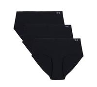 Under Armour Womens 3-Pack Pure Stretch No Show Hipster Underwear, All-Day Comfort & Ultra-Soft Fit, Black, Black - Core, XS