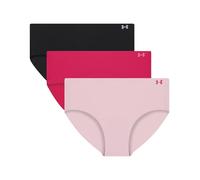 Under Armour Women's 3-Pack Pure Stretch No Show Hipster Underwear, All-Day Comfort & Ultra-Soft Fit, Shaded Fuchsia, XS
