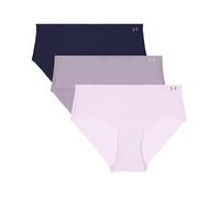Under Armour Women's 3-Pack Pure Stretch No Show Hipster Underwear - Seamless Invisible Fit, No VPL, Ultra-Soft, All-Day Comfort - Purple Ace - L