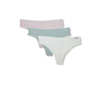 Under Armour Women's 3-Pack Pure Stretch No Show Thong Underwear, All-Day Comfort & Ultra-Soft Fit, Gray Dawn, L