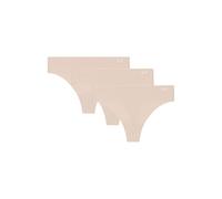 Under Armour Women's 3-Pack Pure Stretch No Show Thong Underwear - Seamless Invisible Fit, No VPL, Ultra-Soft, All-Day Comfort - Beige
