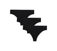 Under Armour Women's 3-Pack Pure Stretch No-Show Thong - Seamless, No VPL, Ultra-Soft - Black