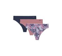 Under Armour Women's 3-Pack Pure Stretch No Show Thong Underwear - Seamless Invisible Fit, No VPL, Ultra-Soft, All-Day Comfort - Print/Solid, M