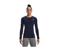 Under Armour Women's Authentics Long Sleeves Crew Neck T-Shirt, Midnight Navy (410)/White, XL