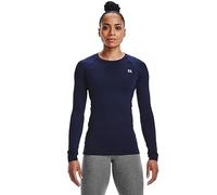 Under Armour Women's Authentics Long Sleeves Crew Neck T-Shirt, Midnight Navy (410)/White, S