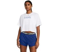 Under Armour - Womens Boxy Crop Branded Short Sleeve T-Shirt, Color White (100), Size: Medium