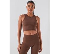 Under Armour Seamless Cotton Hand Sleeveless T-shirt Brown S Woman