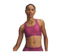 Under Armour Women's Crossback Mid Bra, Medium-Support Sports Bra for Cycling and Weight Training, Ladies' Activewear with Removeable Cups,Fuchsia Dusk / / Dark Maroon,LG