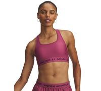 Under Armour Women's Crossback Mid Bra, Medium-Support Sports Bra for Cycling and Weight Training, Ladies' Activewear with Removeable Cups,Fuchsia Dusk / / Dark Maroon,XS