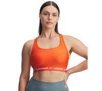 Under Armour Women's Crossback Mid Impact Bra Sports, Orange Base/White, L