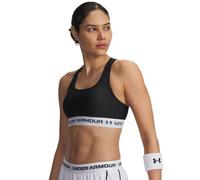 Under Armour Women's Crossback Mid Impact Sports Bra, (007) Black/White/Black, XXL