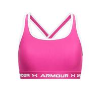 Under Armour Womens Crossback Mid Sports Bra, Rebel Pink / White / White, Youth M