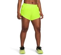 Under Armour Women's Fly by 3in Shorts, Lightweight and Comfortable Women's Gym Wear, Ladies' Sports Shorts with Ventilation Panels and Zip Pocket,High Vis Yellow/High Vis Yellow/Reflective,XS