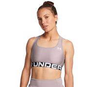 Under Armour Women's HeatGear Authentics Mid Support Bra, Tetra Gray / / White, S