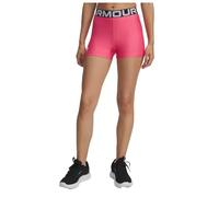 Under Armour Women's HeatGear Shorty, Super-Light and Breathable Women's Shorts, Gym Shorts with Exposed Elastic Waistband and Wordmark Detail,Super Pink / / White,MD