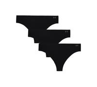 Under Armour Women's Pure Stretch 3-Pack No Show Thong - Black/Steel - Size: Medium