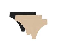 Under Armour Women's Pure Stretch 3-Pack No Show Thong - Nude/Black - Size: Small
