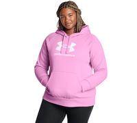 Under Armour Women's Rival Fleece Big Logo Hoodie Hooded Sweatshirt, (638) Stellar Pink / / White, Large