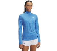 Under Armour Women's Tech Half-Zip Twist, Women's Gym Wear Made from Super-Soft, Fast-Drying Material, Half-Zip Top with Odour Control Technology,Blue Atlantis / / White,MD