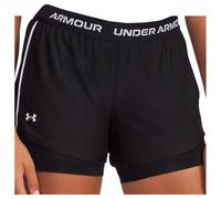 Under Armour Women's Tech Play Up 2in1 Shorts, Comfortable Dual Loose-Fit Compression Shorts for Women, Gym Shorts with Pockets Black/Black/White