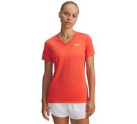 Under Armour Womens Tech Short Sleeve V Neck, (690) Venom Red / / White, M