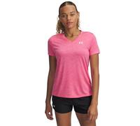 Under Armour Women's Tech Short Sleeve V-Neck Twist, Comfortable Women's T-Shirt, Versatile Gym Top for Sports, Training and Casual Wear,Super Pink / / White,LG