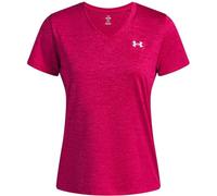 Under Armour Womens Tech Twist V Neck Short Sleeve Shaded Fushia 10