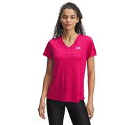 Under Armour Womens Tech Twist V Neck Short Sleeve Shaded Fushia 10
