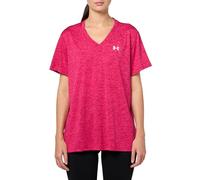 Under Armour Womens Tech Twist V Neck Short Sleeve Shaded Fushia 16