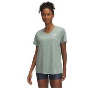 Under Armour Womens Tech Twist V Neck Short Sleeve Silica Green 10