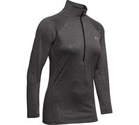 Under Armour Women's Tech ½ Zip, Grey, Large Carbon Heather / / Metallic Silver (090), 1320126