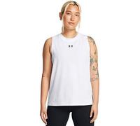 UNDER ARMOUR Womens Training Rival Muscle Tank, White / / Black, Size M, Women White / / Black