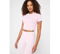 UNDER ARMOUR Womens Training Rival Rib Baby Tee - Pink, Prime Pink / / White, Size L, Women Prime Pink / / White