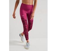 UNDER ARMOUR Womens Training Tech Print Panel Ankle Tights, Burgundy, Size S, Women Burgundy