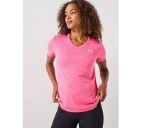 Under Armour Women's Tech Short Sleeve V-Neck Twist, Comfortable Women's T-Shirt, Versatile Gym Top for Sports, Training and Casual Wear,Super Pink / / White,XS