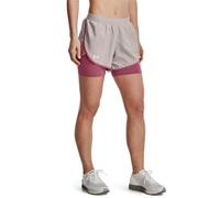 Under Armour Womens UA Fly-By Elite 2-in-1 Running Shorts - Grey/Pink / XS