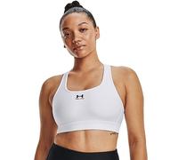 Under Armour Womens Ua Hg Mid Padless Medium Support Sports Bra, Sweat-Wicking Unpadded And Wireless Bra, White, L EU