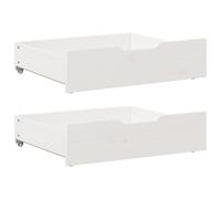 vidaXL Under-Bed Drawers 2 pcs, Under Bed Storage for Clothes Blanket Bedding, Under Bed Clothes Organiser, Modern Style, White Solid Wood Pine