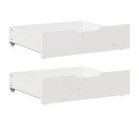 Under-bed Drawer White Solid Pinewood 65x55x17cm Wheeled Storage Box Large 2pcs