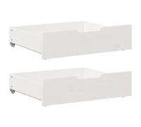 Under-Bed Drawers 2pc Solid Pinewood White 75x55x16cm Wheels Storage with Castor