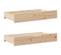 Under-bed Drawers 2pcs Natural Solid Pinewood 90x55x17cm With Wheels SmoothGlide