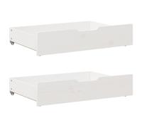 vidaXL Under-Bed Drawers Solid Wood Storage Boxes with Wheels - White, 85 x 55 x 16 cm, Set of 2 - Bedroom Organizer, Space-Saving Solution