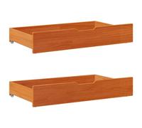 Under-bed Drawers Solid Pinewood Brown 95x55x17cm 2pc Wheels Home Set Large