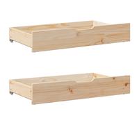 vidaXL Under-Bed Storage Drawers/Wheels - Solid Pine Wood, Wax Brown - 95 x 55 x 16 cm, Set of 2