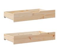 Under-Bed Drawers with Wheels Under Bed Storage 2 pcs Solid Wood Pine vidaXL